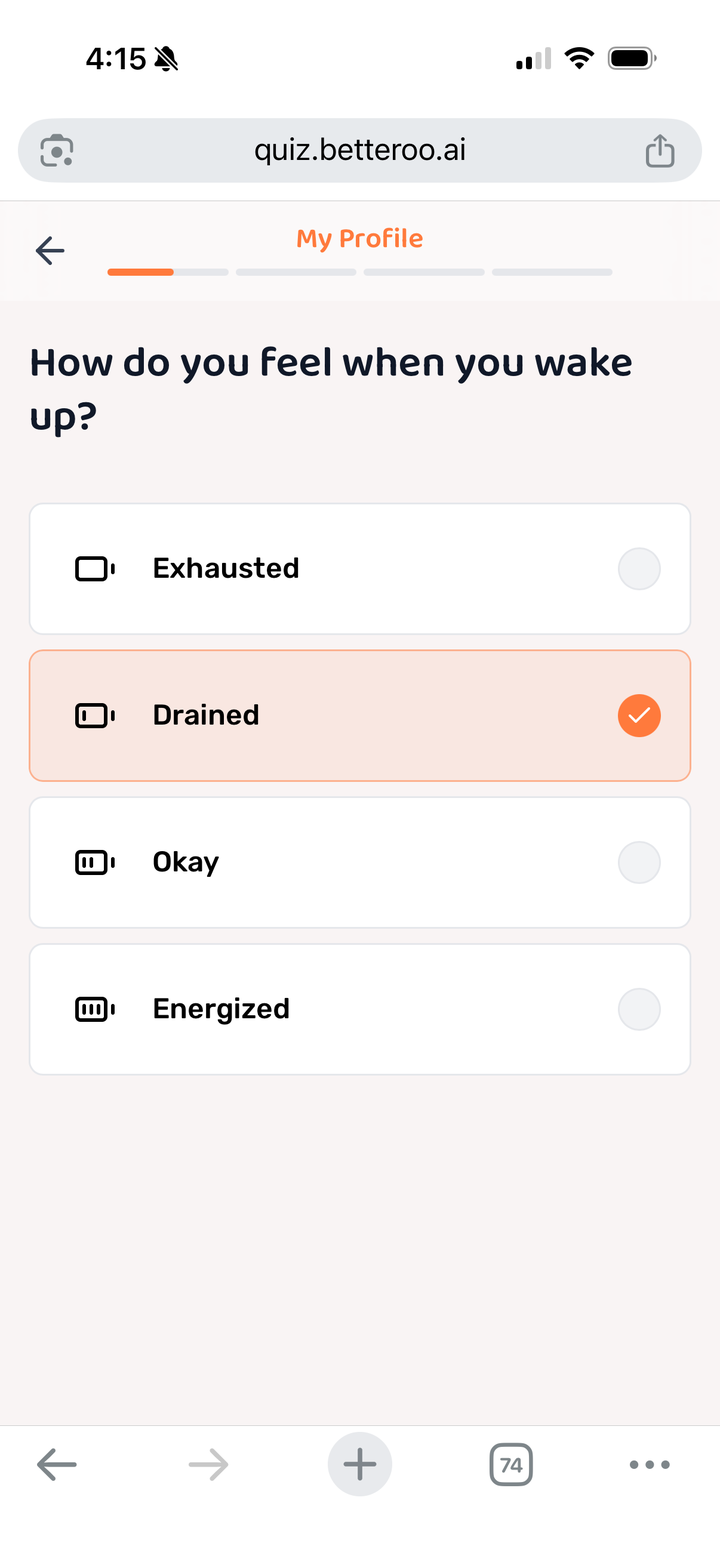 Onboarding quiz